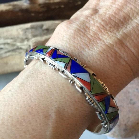 Sold Vintage Navajo A. Francisco Multi Stone Bracelet - Picture 12 of 15